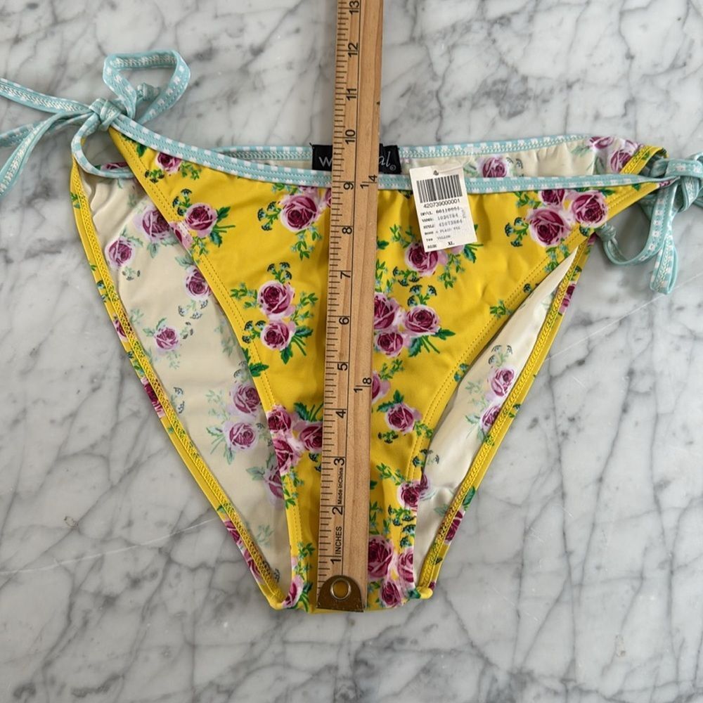 NWT Wetseal Multicolored Rose Plaid Tie String Bikini Bottom XL - Picture 5 of 6